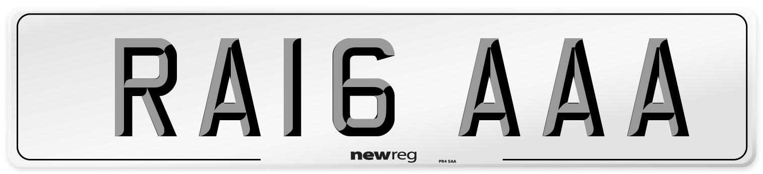 RA16 AAA Number Plate from New Reg